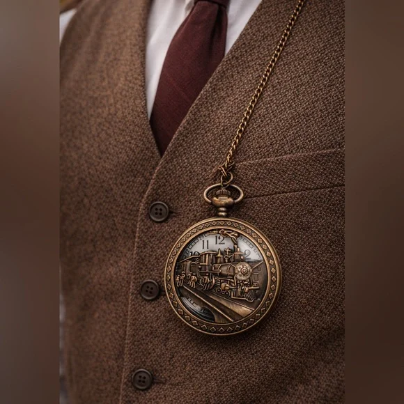 Vintage Train Pocket Watch # 544